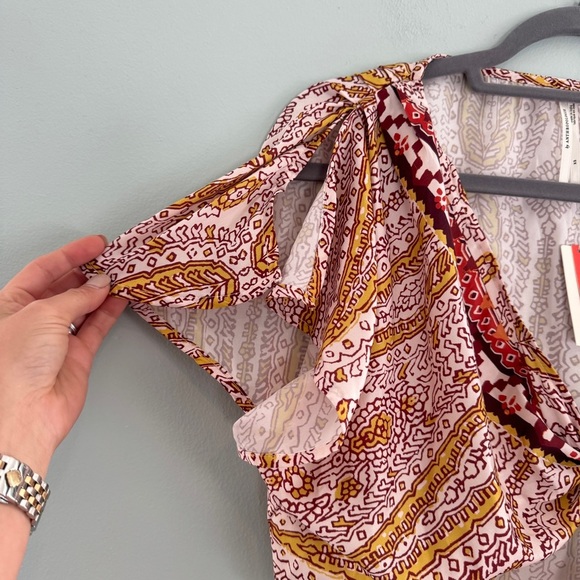 Anthropologie Cropped Tie Front Printed Top NWT - Picture 2 of 8